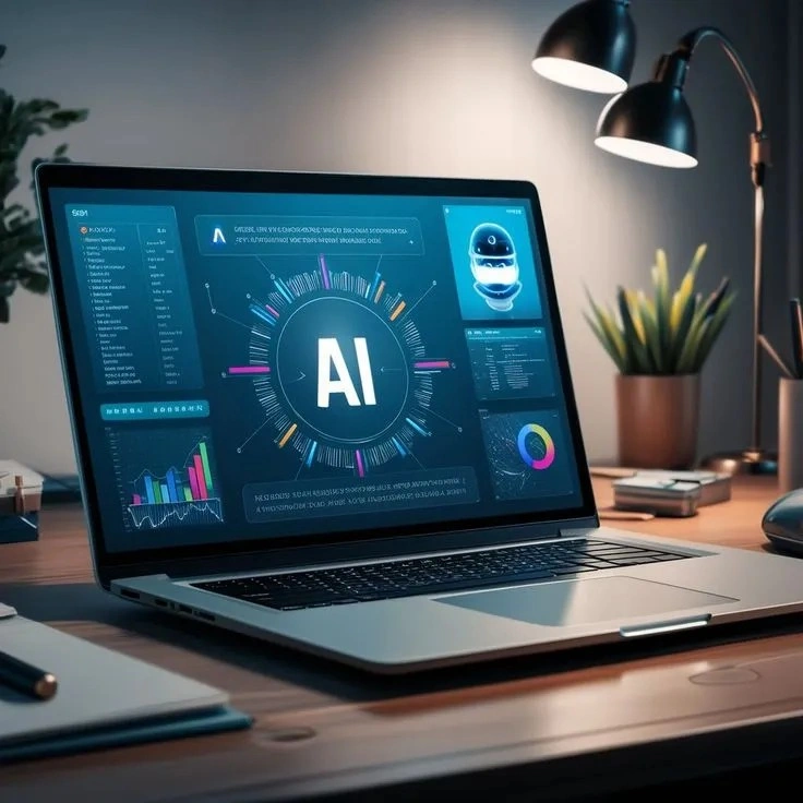 Laptop displaying an AI technology dashboard
